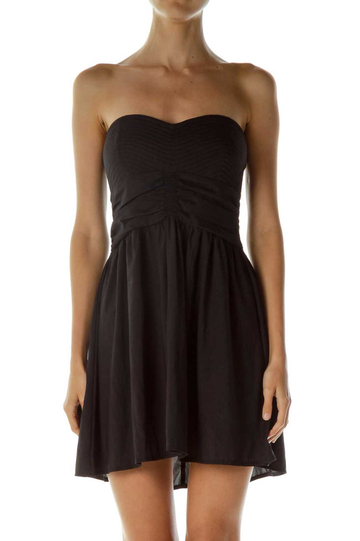 Black Bustier Scrunched Cocktail Dress