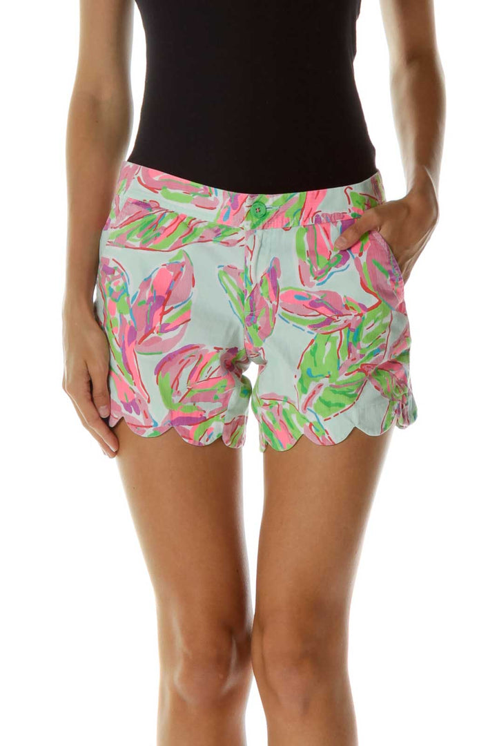 Multicolor Scalloped Shorts