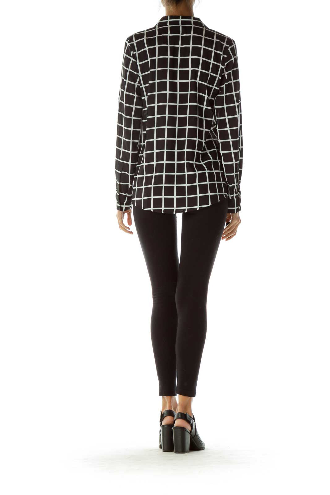 Black White Geometric Print Blouse