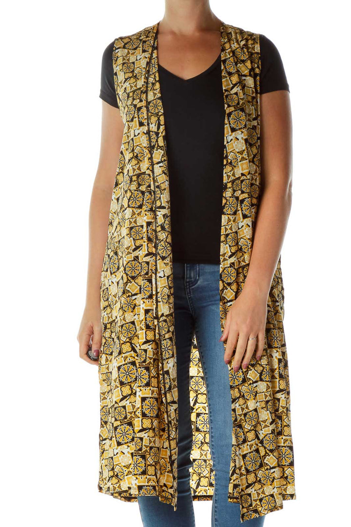 Gold Black Printed Vest