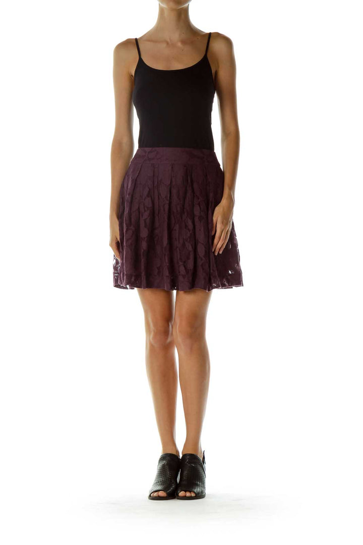 Purple Lack Pleated Skirt