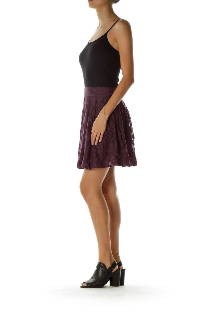 Purple Lack Pleated Skirt