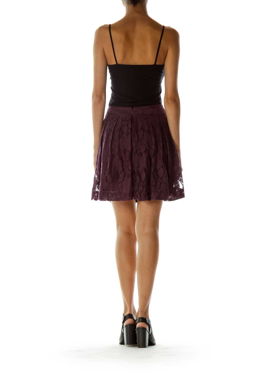 Purple Lack Pleated Skirt