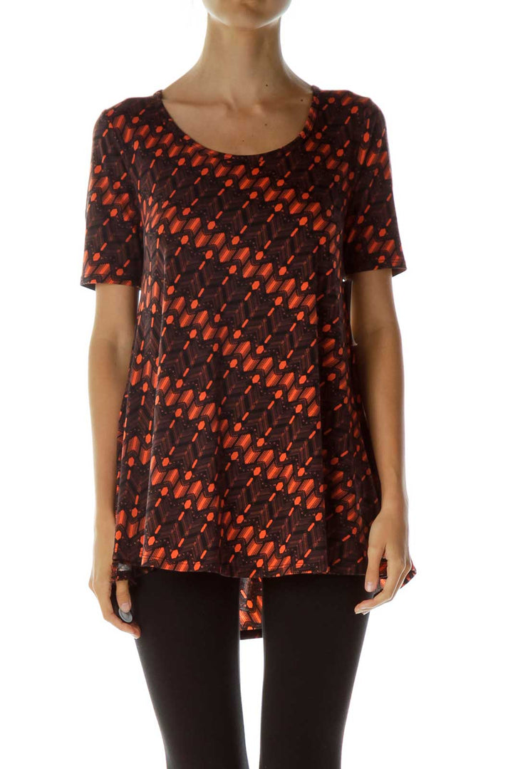 Orange Black Print Tunic