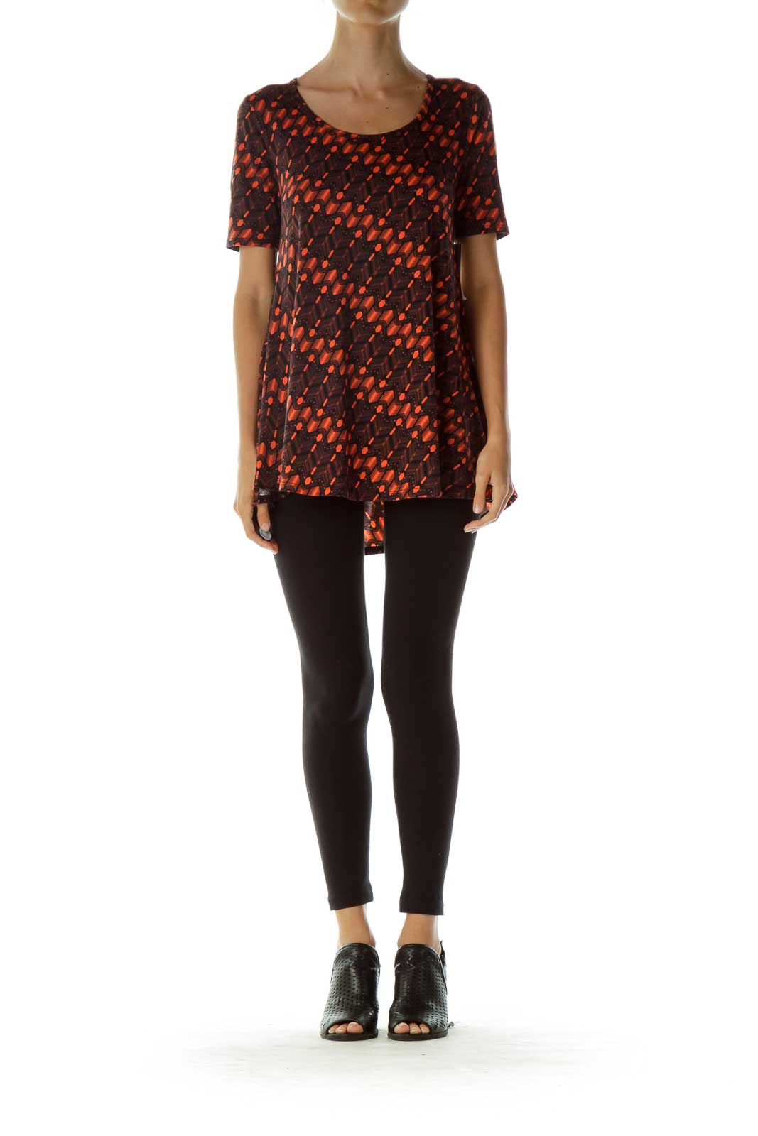 Orange Black Print Tunic