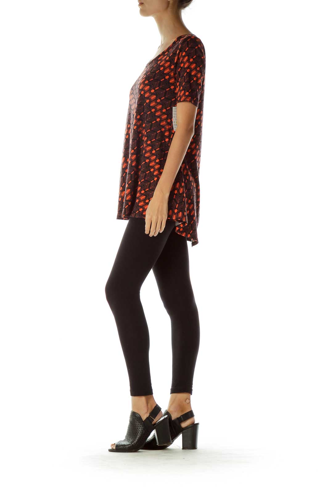 Orange Black Print Tunic