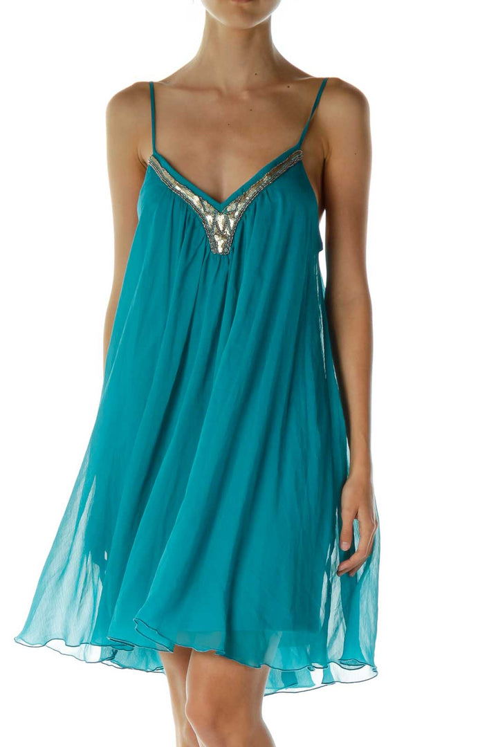 Blue Beaded Tent Dress