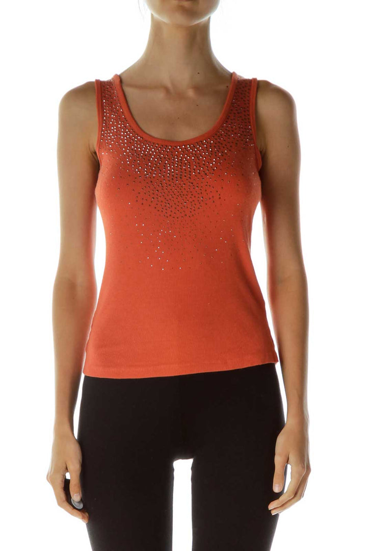 Orange Silver Detail Tank Top