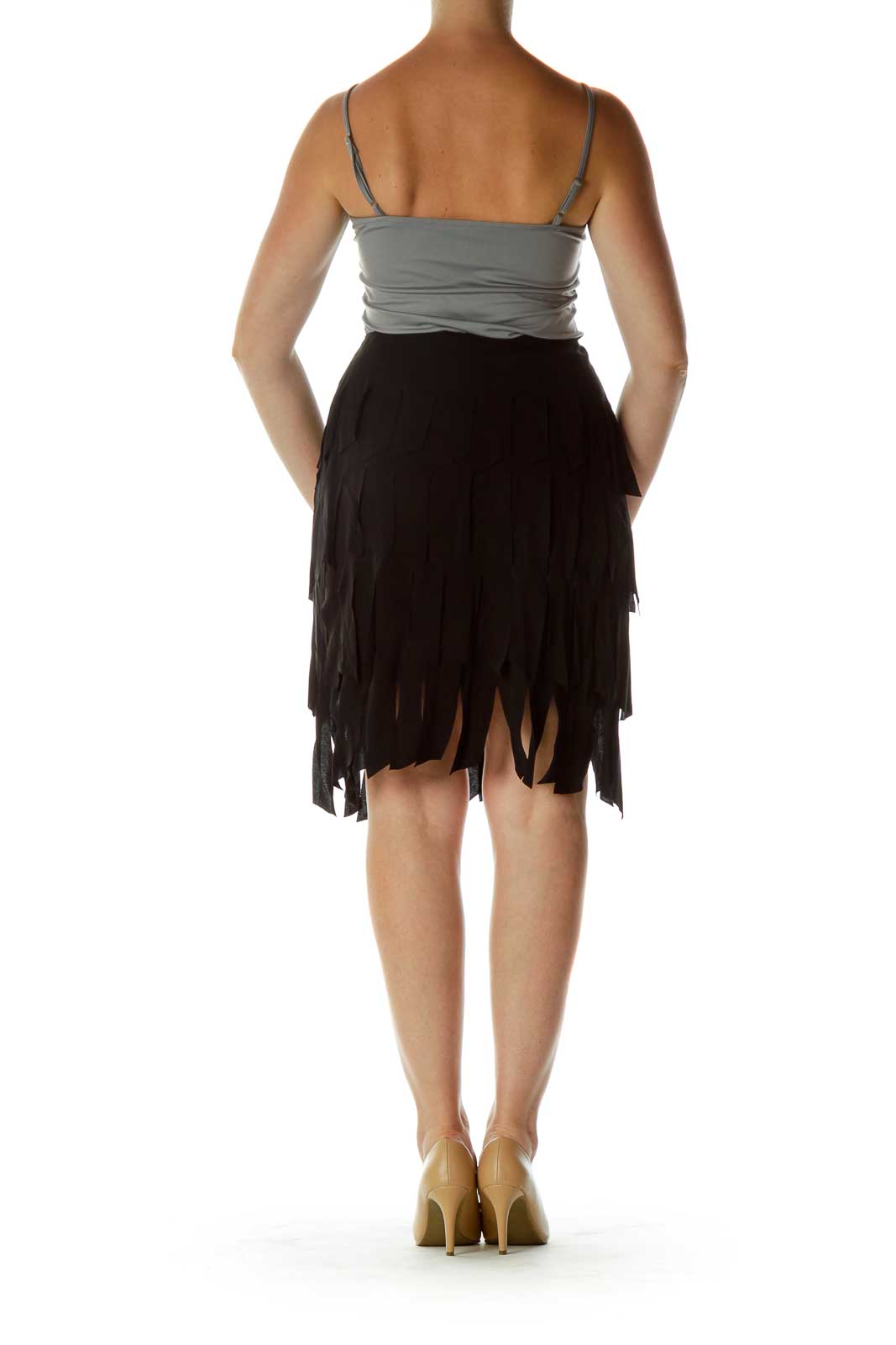 Black Fringe Pencil Pencil Skirt