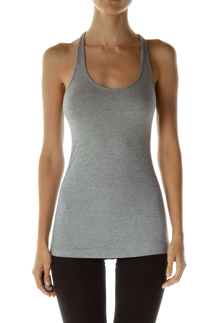 Gray Striped Racer Back Tank