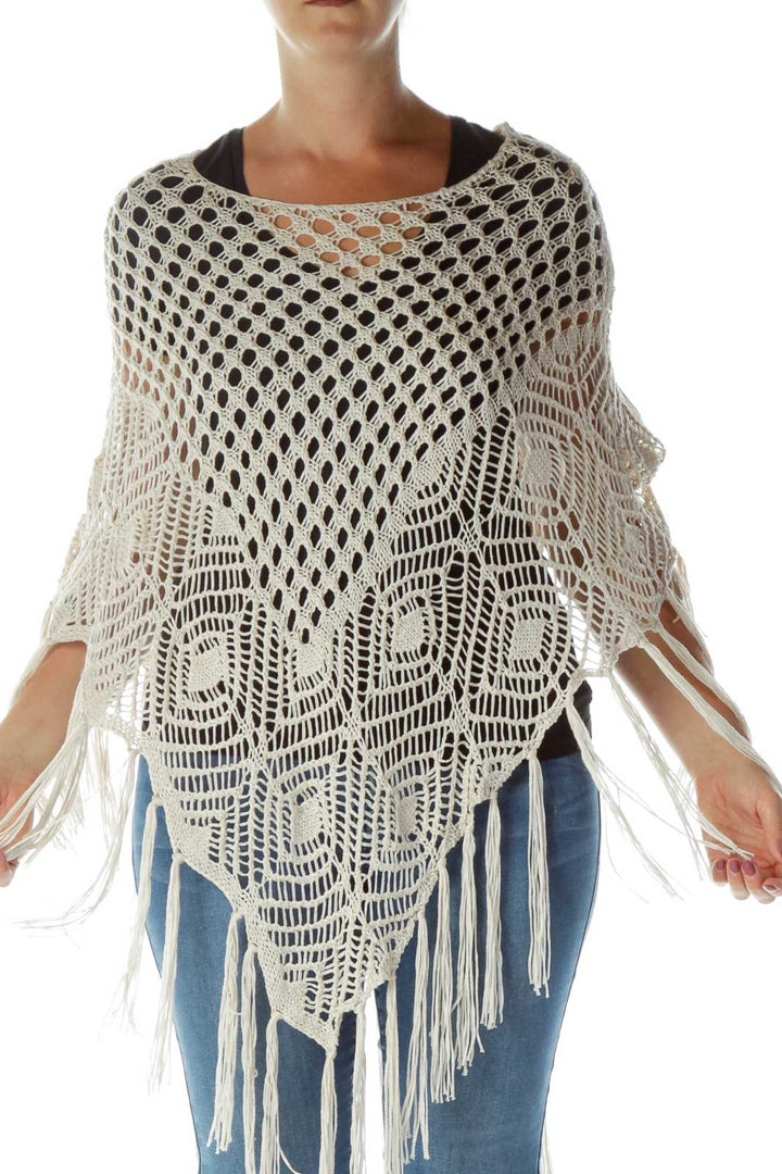 Cream Cable Knit Poncho