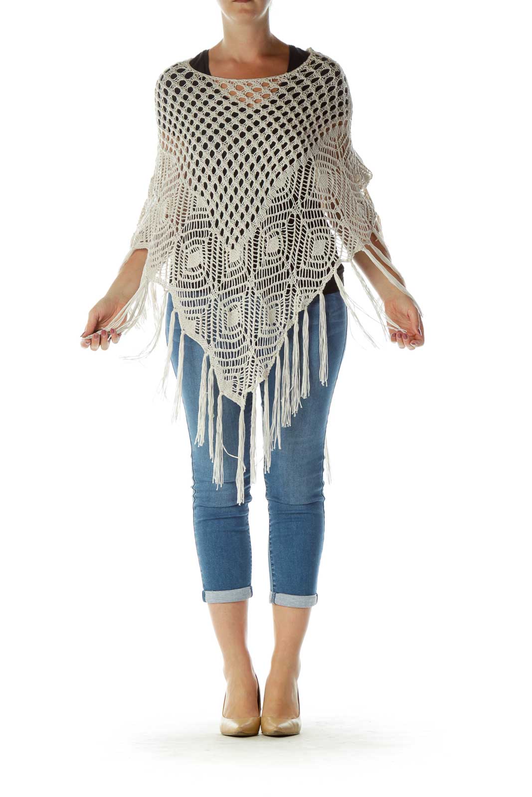 Cream Cable Knit Poncho