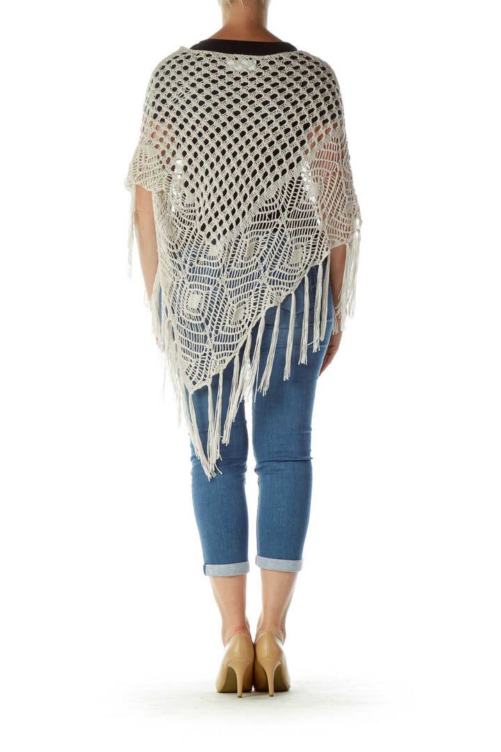 Cream Cable Knit Poncho