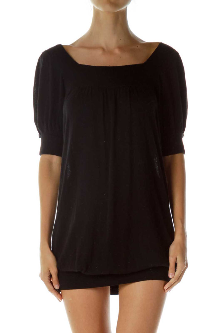 Black Square Neck Knit Dress