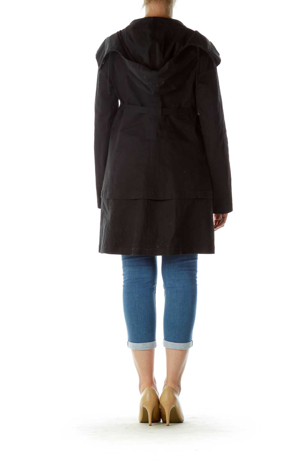 Black Hooded Trench Coat