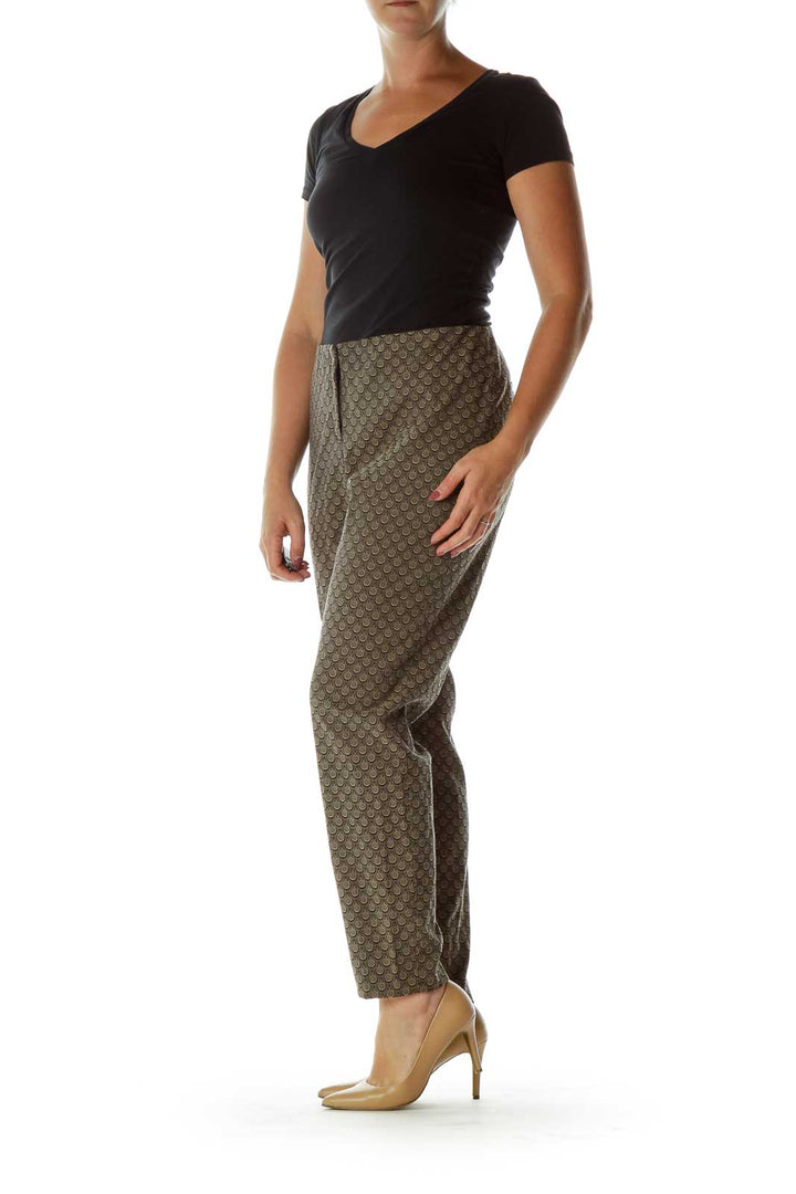 Black Beige Print Slacks