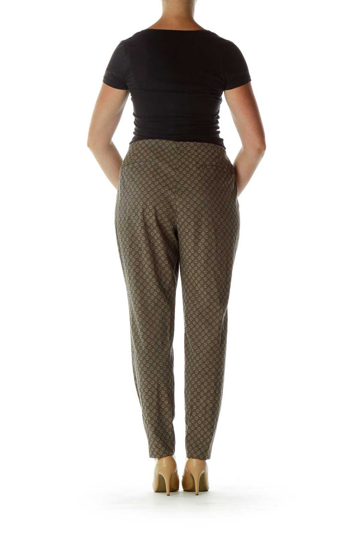 Black Beige Print Slacks