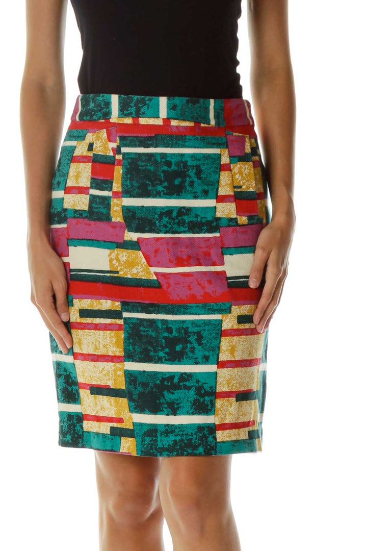 Multicolor Print Pencil Skirt