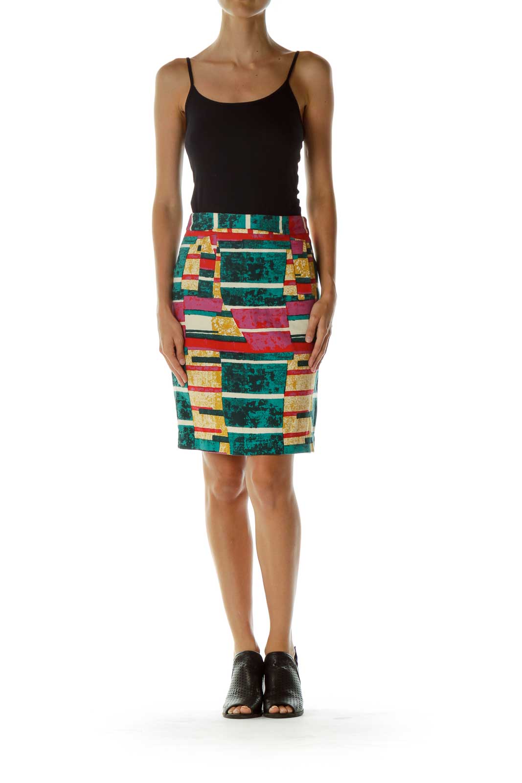 Multicolor Print Pencil Skirt