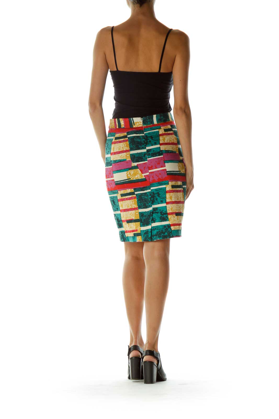 Multicolor Print Pencil Skirt