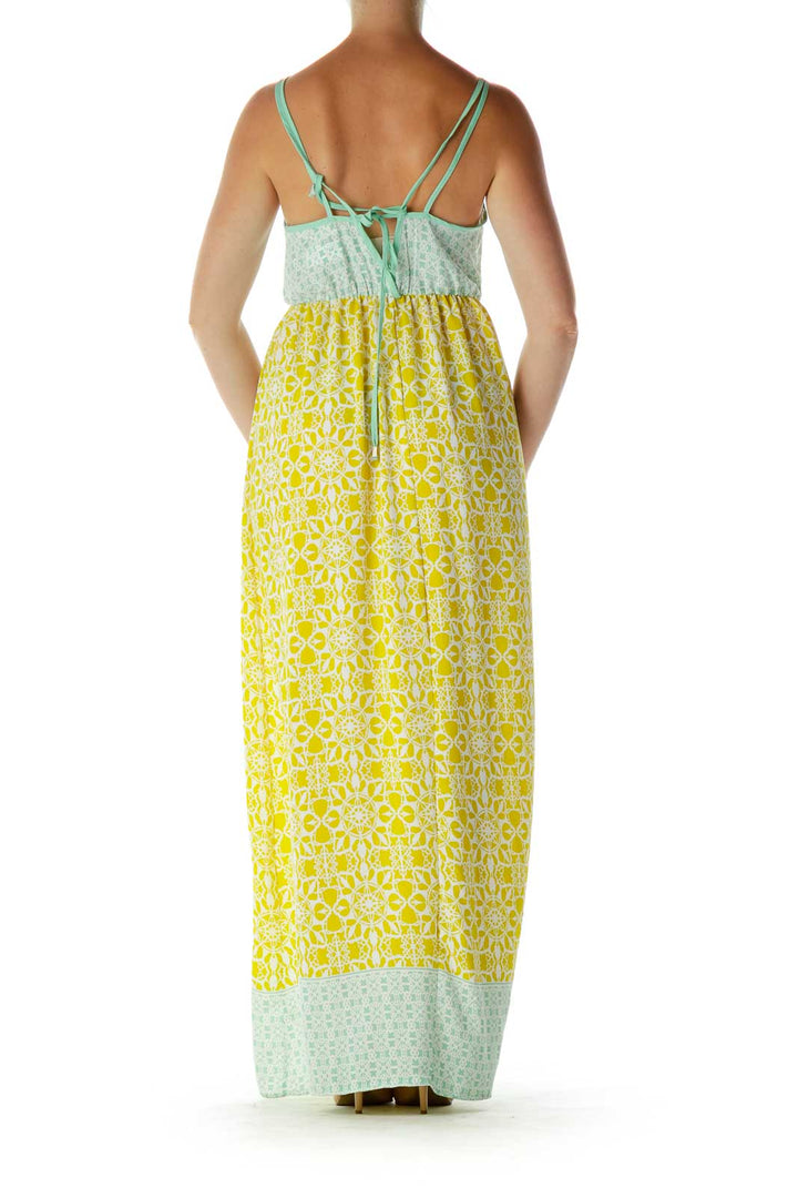 Yellow Green Print Maxi Dress