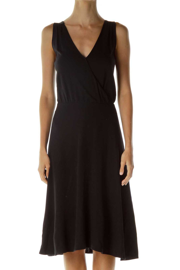 Black V-Neck Work Dress