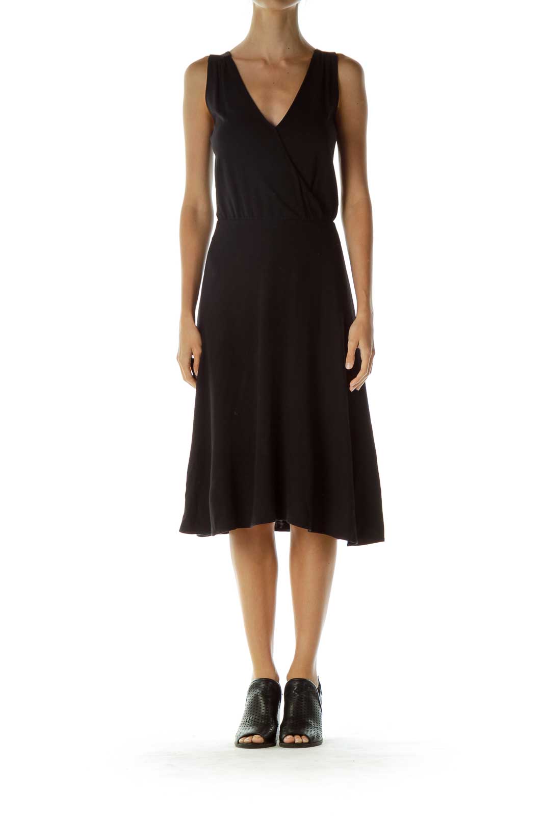 Black V-Neck Work Dress