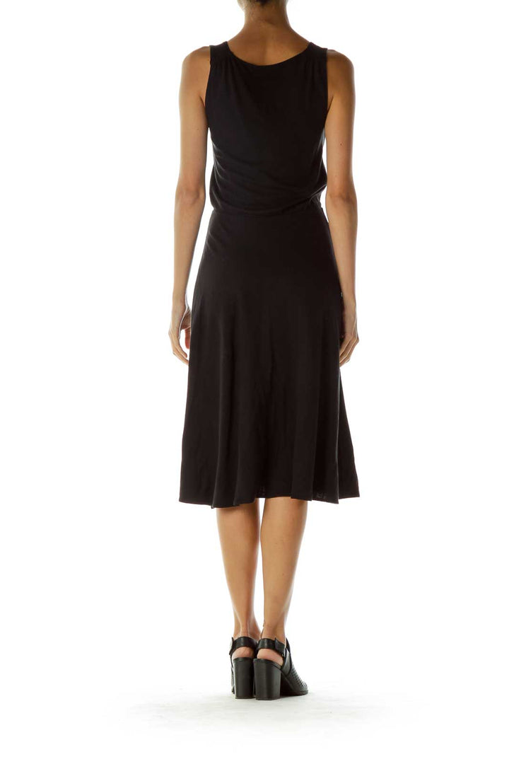 Black V-Neck Work Dress