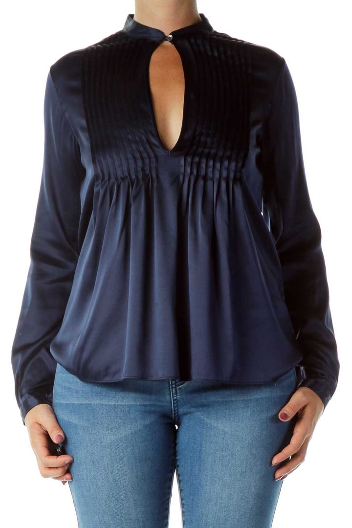 Navy Silk Blouse