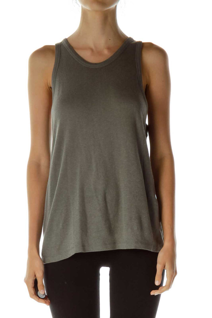 Gray Knit Racerback Tank Top