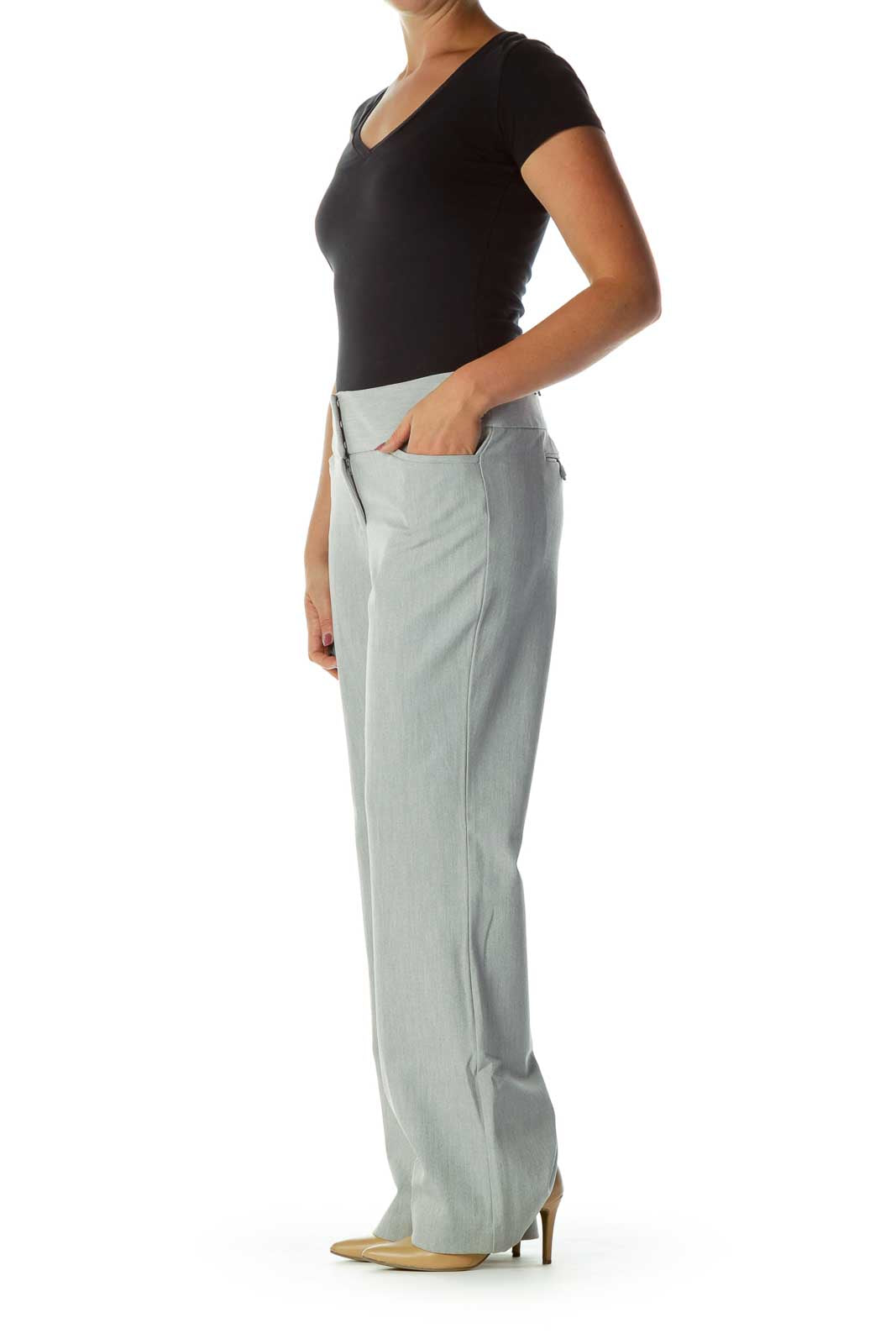 Gray Wide-Leg Slacks