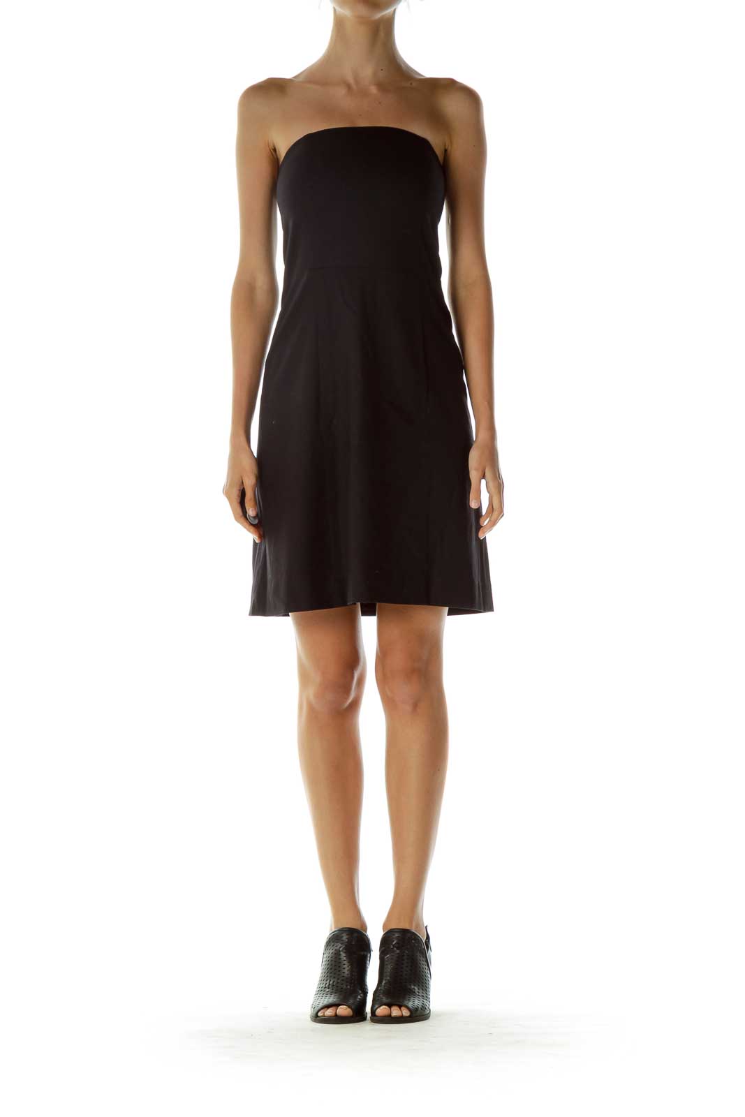 Black Wool Strapless Cocktail Dress