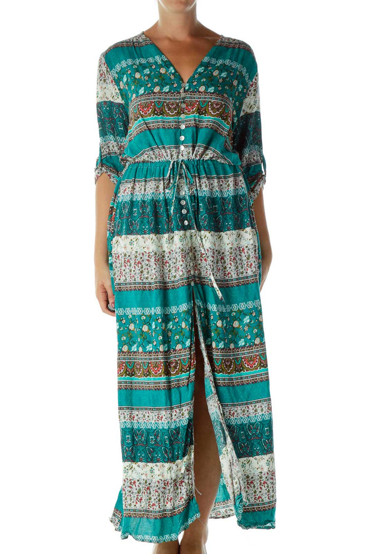 Turquoise Printed Maxi Dress