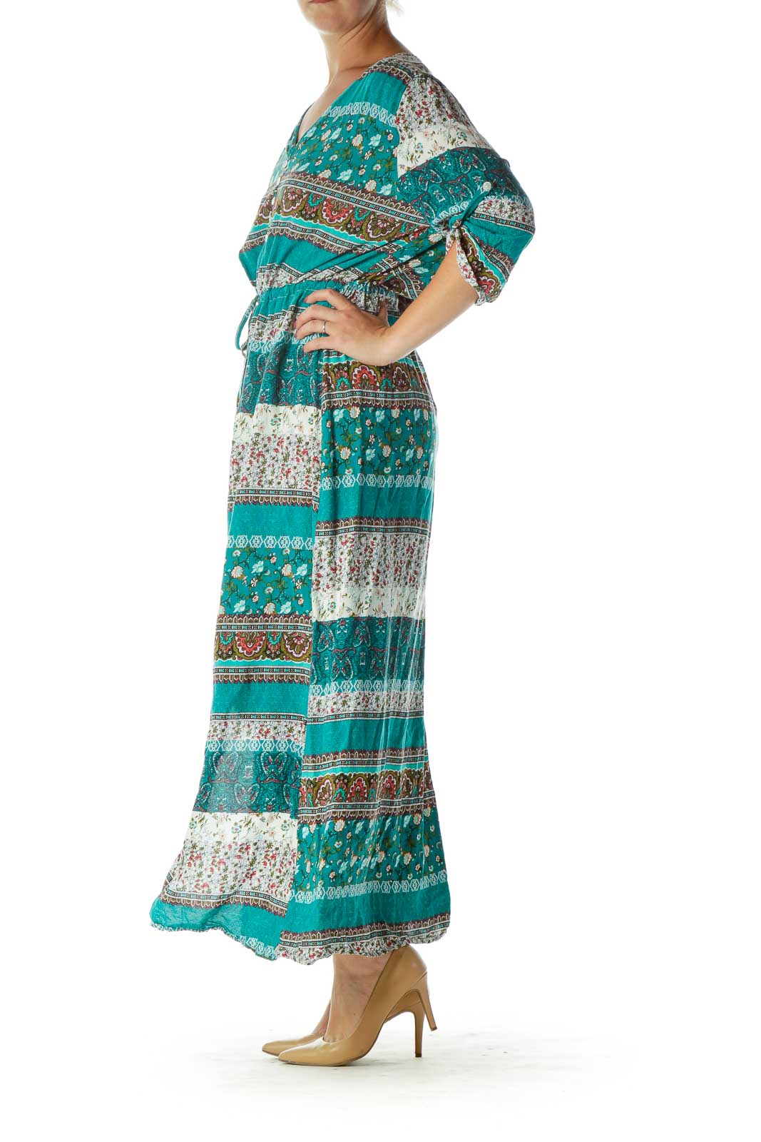 Turquoise Printed Maxi Dress