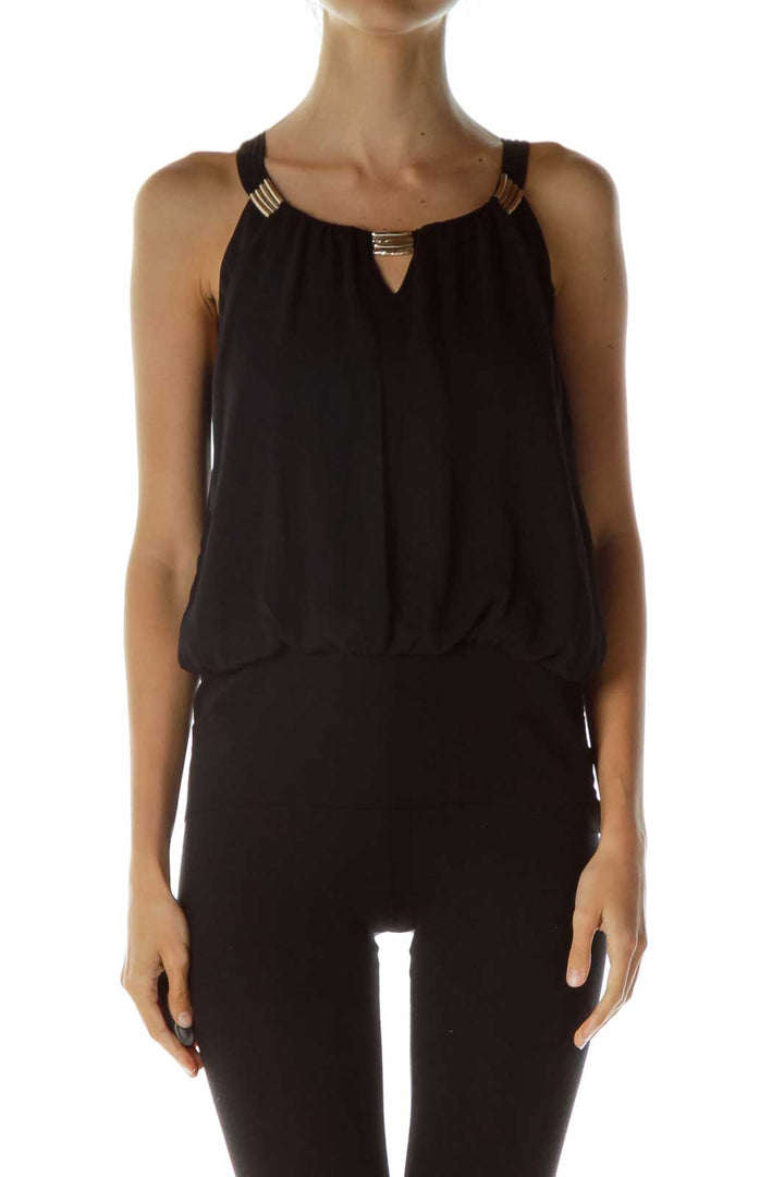 Black Gold Hardware Sleeveless Blouse