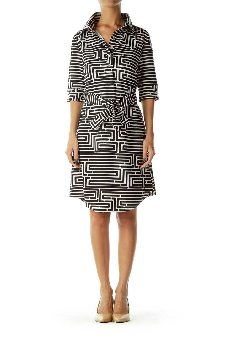 Black White Geometric Print Dress