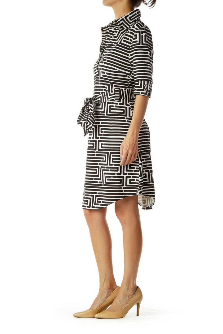 Black White Geometric Print Dress