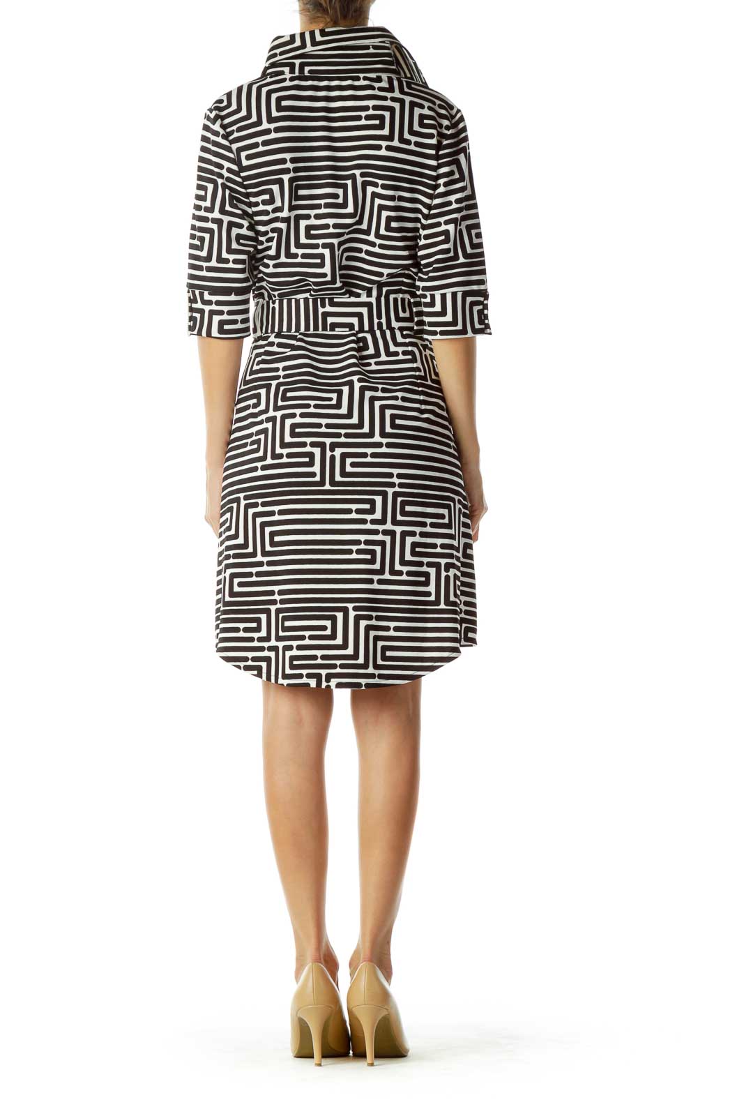 Black White Geometric Print Dress