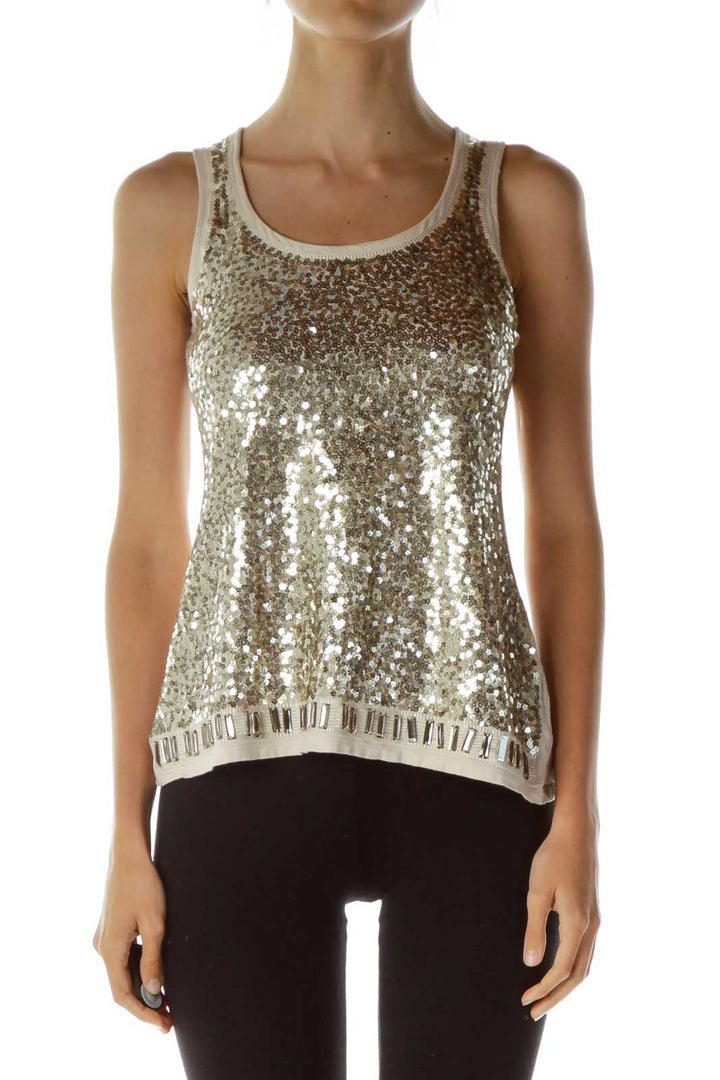 Gold Sequined Tank Top