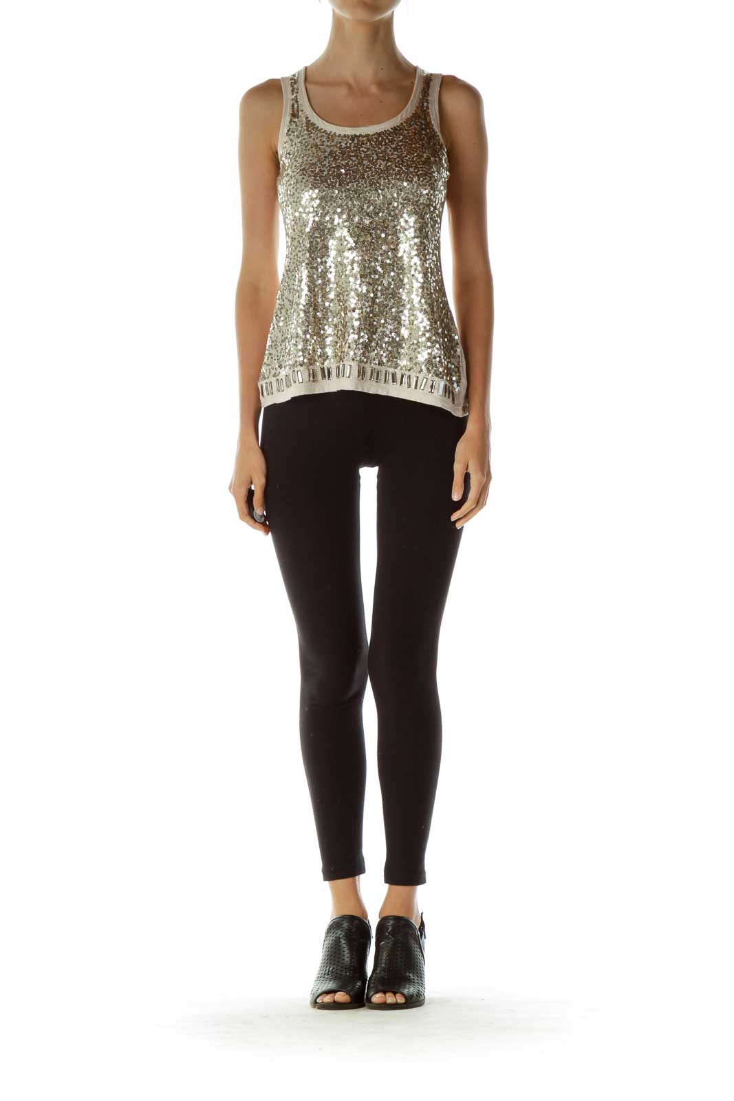 Gold Sequined Tank Top