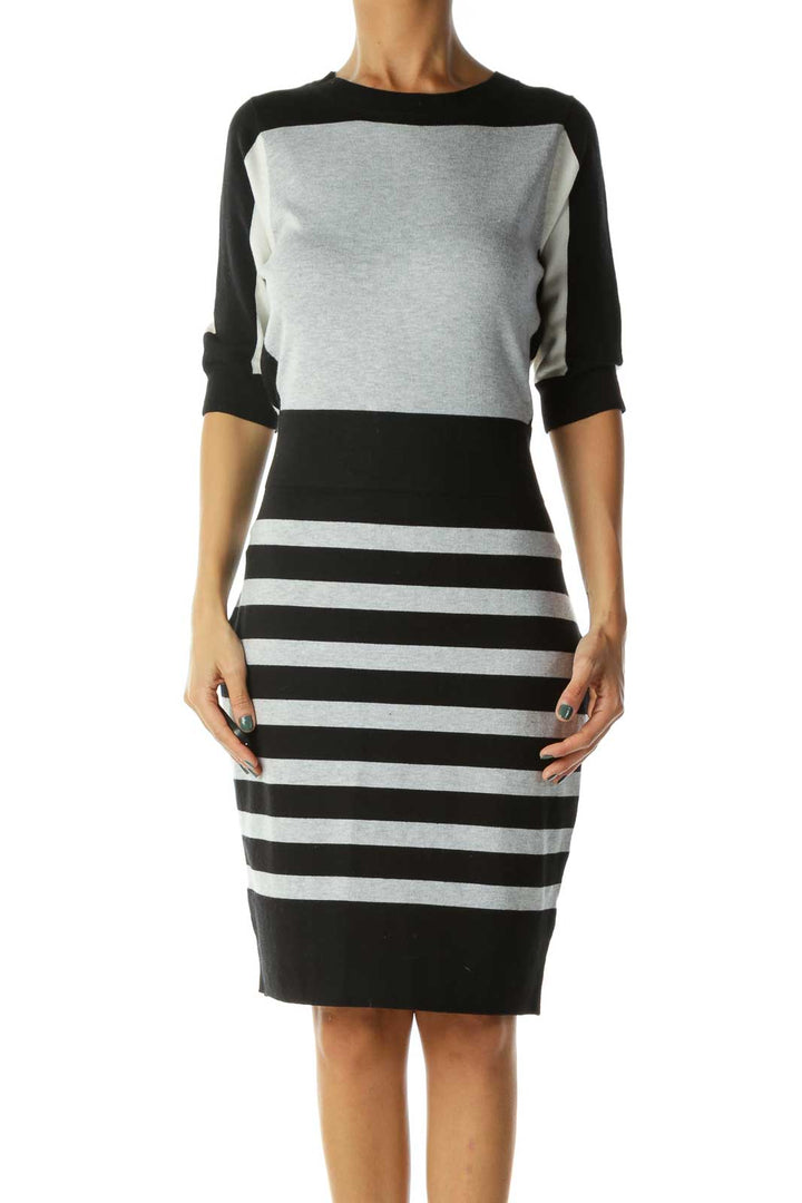 Black White Gray Striped Dress