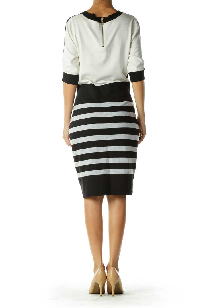 Black White Gray Striped Dress