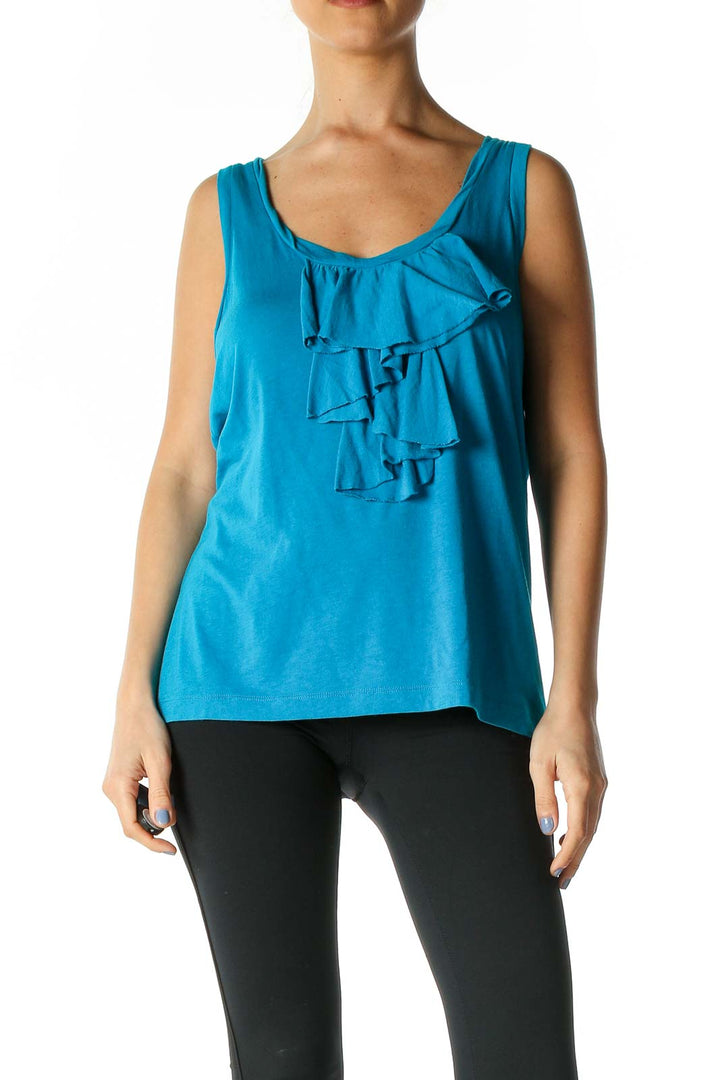 Blue Ruffled Tank Top