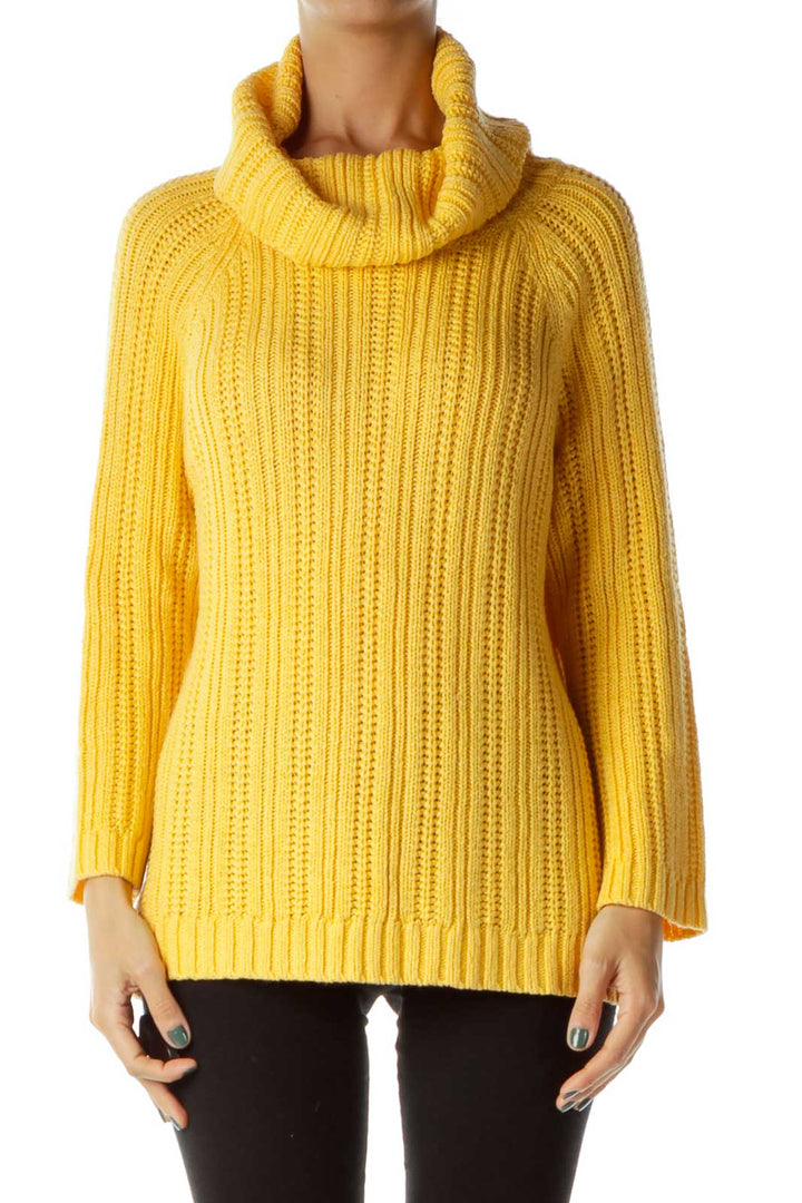 Yellow Knit Turtle Neck Sweater