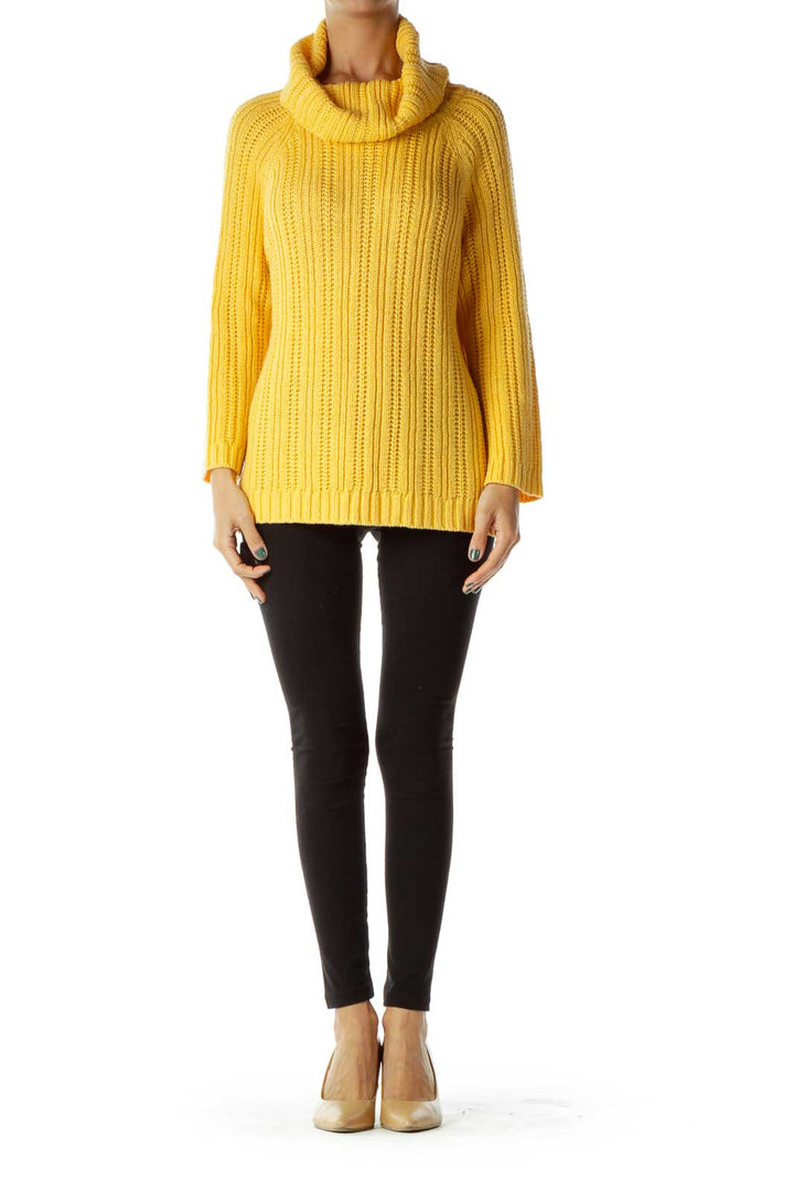 Yellow Knit Turtle Neck Sweater