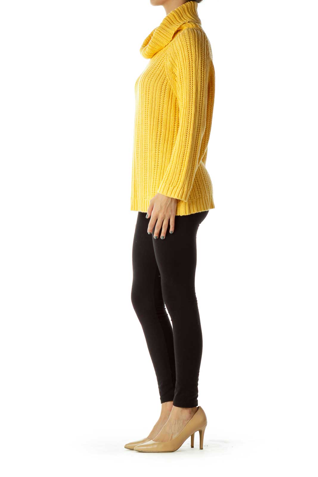 Yellow Knit Turtle Neck Sweater