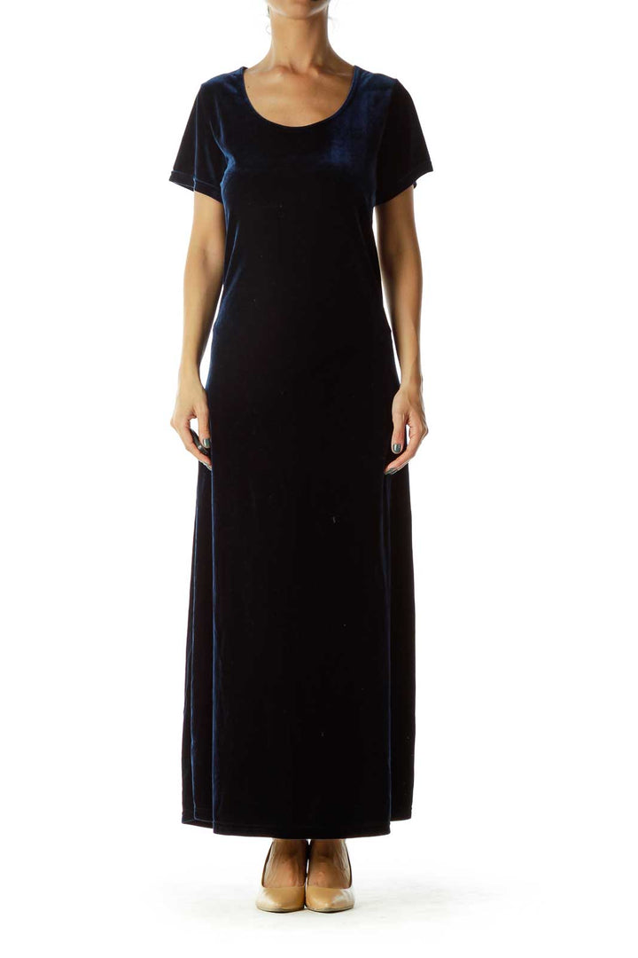 Navy Velvet Maxi Dress