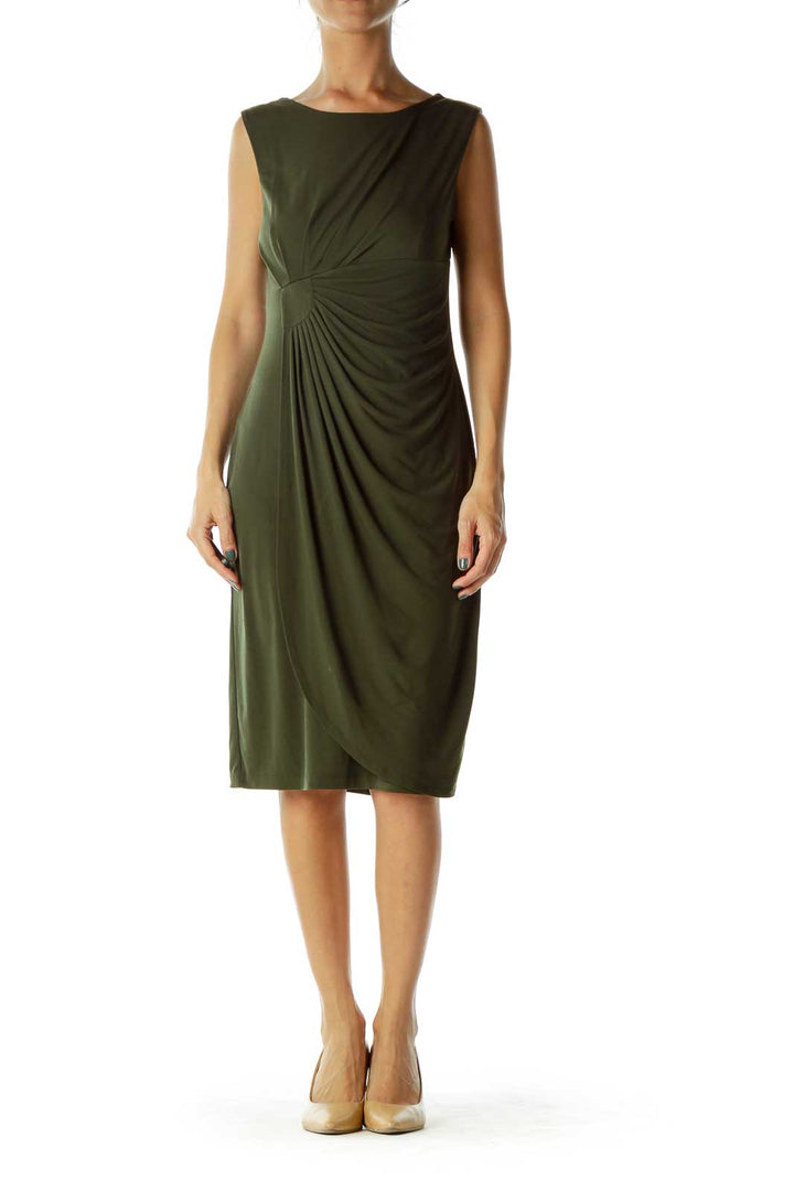 Dark Green Ruched Dress