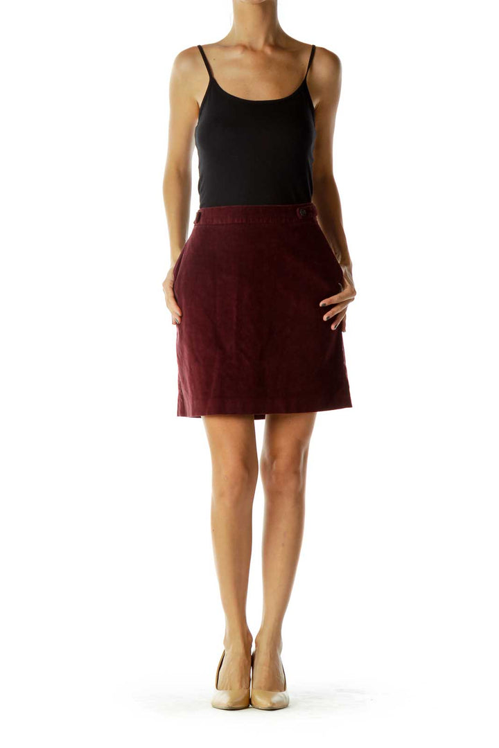 Burgundy Corduroy Skirt