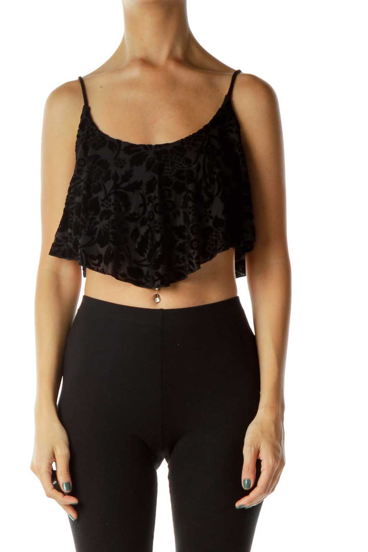 Black Velvet Floral Crop Top